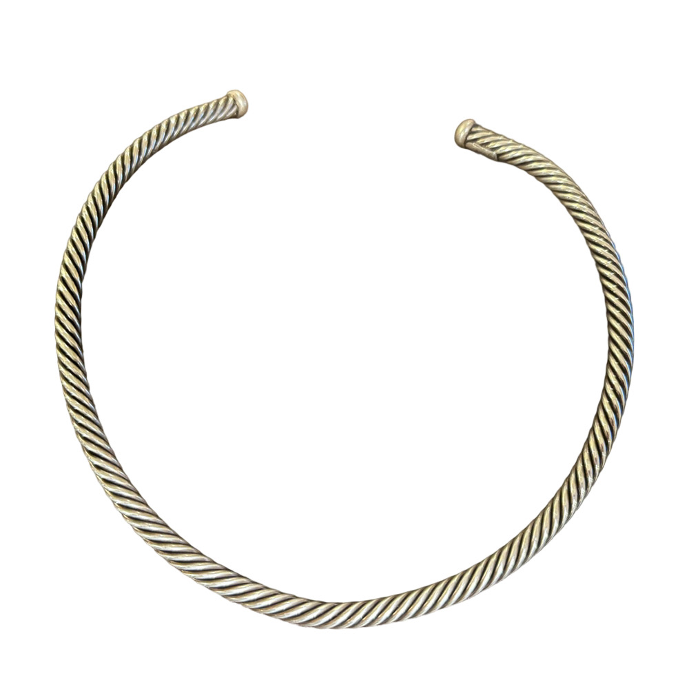 Signed Artie Yellowhorse Sterling Silver Twisted Choker – Navajo Statement